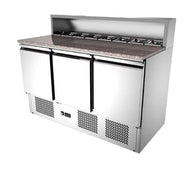 3 Door Telescopic Hood Marble Face Salad Prep Refrigerator
