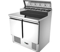 2 Door Mega Top Stainless Steel Salad Prep Refrigerator
