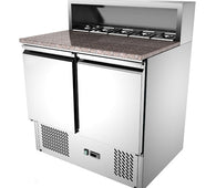 2 Door Telescopic Hood Marble Face Salad Prep Refrigerator